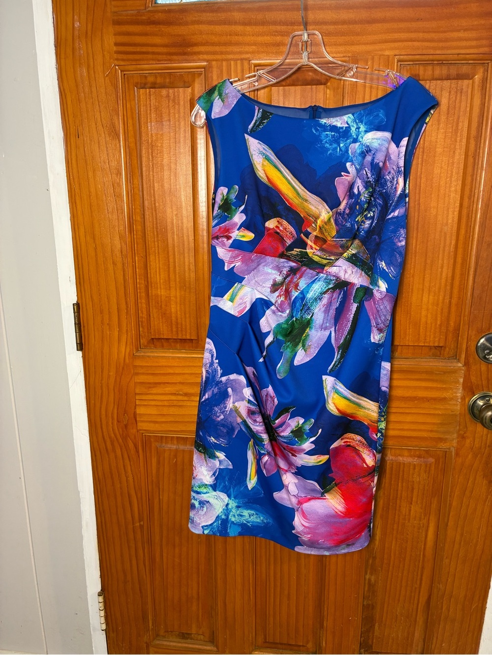 Joseph Ribkoff Abstract Floral Print Ruched Sheath Dress Size 12